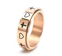 Wycian Le Alliance de Mariage, Bague de Mariage Or Rose Acier Inoxydable Taille 56.5 6mm Croix Amour Coeur Rotatif Personnalisable pour Céramique