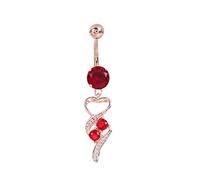 Wycian Le Cadeau, Piercing Nombril Boule Strass Oxyde de Zirconium Or Rose Rouge Acier Chirurgical Cuore Rosso pour Femme Fille