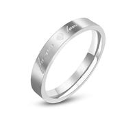 Wycian Les Bagues Femme, Alliance Femme 49 Argent Acier Inoxydable Cœur D'Amour Éternel Poli de 3,5 mm Gravure pour Fête Des Pères