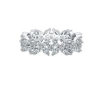 Wycian Lot de Bague en Argent Alliance Femme 54 Or Blanc 14K Au585 5.5mm Forme Marquise; Forme Ronde Blanc Moissanite pour Épouse Mesdames