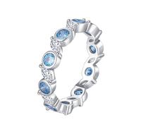 Wycian Lot de Bague en Argent Bague Topaze Femme Or Blanc 14K Au585 de Forme Ronde Topaze Taille 51.5 pour Mère Épouse