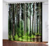 Wycian Rideau de Cuisine Style Campagne Chic Rideau Cuisine Vert Marron 2 Rideaux Polyester Paysages D'Arbres 214L X 274H Cm Premium Populaire Mise À Niveau 3.0