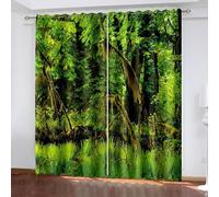 Wycian Rideau de Cuisine Style Campagne Chic Rideau Vert 2 Rideaux Polyester Paysages D'Arbres 137L X 229H Cm Mode Moderne Mise À Niveau 3.0