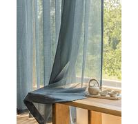 Wycian Rideau Voilage Petite Fenetre Rideau Court Vert 2 Panneaux Polyester Couleur Unie 107L x 115H Cm