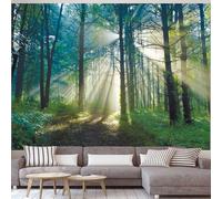 Wycian Tapisserie Murale Sapin, Tapisserie Foret Brume Vert Sapin Foret Tenture Murale 3D Soleil Nature Tenture Microfibres 300X260cm (Largeur x Hauteur)