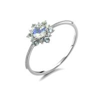 Wycian Topabague Bleu Clair, Alliance Moissanite Femme 18 Carats Taille Blanc Forme Ronde Pierre de Lune avec Bleu Topa pour Graduation