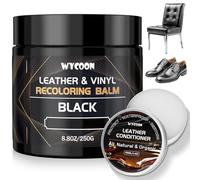 WYCOON Kit Réparation Cuir avec Soin Hydratant 100 ML, Teinture Liquide, Peinture et Crème Colorante pour Canapés, Sièges Auto, Chaussures, Meubles - Restaure et Protège Les Cuirs Rayés-Noir