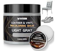 WYCOON Kit Réparation Cuir avec Soin Hydratant 100 ML, Teinture Liquide, Peinture et Crème Colorante pour Canapés, Sièges Auto, Chaussures, Meubles - Restaure et Protège Les Cuirs Rayés-Gris Clair