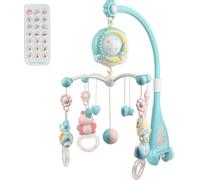 WYCTIN Baby Mobile pour lit de bébé Crèche avec lumière et musique,Projecteur et télécommande Bleu