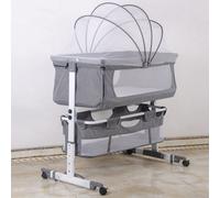 WYCTIN Berceau à barreaux Lit d'appoint pliable réglable en hauteur avec roulettes Moustiquaire 92*58*70-87cm