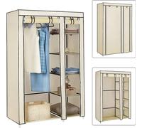 WYCTIN DIY Armoire en tissu Armoire à vêtements avec porte à tringles, armoire en tissu Armoire pliante Armoire de camping,Beige ,110*45*175cm