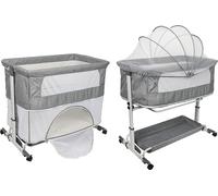 WYCTIN Lit d'appoint avec matelas Lit de bébé Berceau de voyage Pliable Poussette de lit réglable en hauteur avec roulettes Moustiquaire