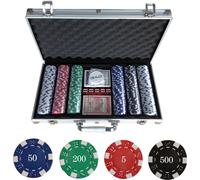 WYCTIN Mallette de poker Set de poker Laser Jetons de poker 300 jetons Mallette en aluminium