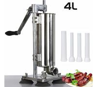 WYCTIN Remplisseur de saucisses en acier inoxydable Machine à remplir les saucisses Hachoir à viande Seringue à saucisses avec 4 tubes de remplissage, manuel (4L)