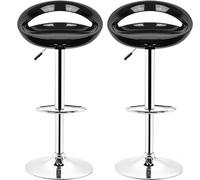 WYCTIN Tabouret de bar 2* Chaise de bar Tabouret de comptoir Tabouret de cuisine Fauteuil lounge Chaise haute Set en plastique réglable en hauteur Noir