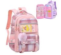WYCY Sac à Dos pour Filles Mode Réfrigérateur Porte Cartable Grande Capacité Kawaii Scolaire avec et Sac à Dos Fille étanche (Plaid rose)