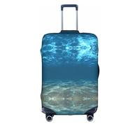 WYCZHY Blue Ocean Sea Wave Seascape Print Grande Valise Housse élastique avec fermeture éclair Protège les bagages pendant le voyage, blanc, M
