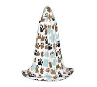 WYCZHY Cape à capuche avec motif os de pattes de chien pour adolescent, costume de sorcière, vampire, magicien, bal masqué, fête d'Halloween