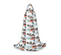 WYCZHY Cape à capuche colorée pour adolescent, motif bus palmier, sorcière, vampire, magicien, bal masqué, fête d'Halloween