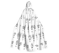 WYCZHY Cape à capuche médiévale en langue des signes de l'alphabet pour adulte, robe médiévale pour festival de la Renaissance, tenue gothique