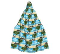WYCZHY Costume de plage hawaïenne avec palmiers - Cape à capuche pour adulte - Robe médiévale pour festival de la Renaissance, tenue gothique