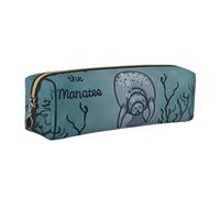 WYCZHY Crazy Save Manatee Pochette à crayons en cuir pour étudiants Grande capacité pour l'école, doré, Taille unique, Trousse de maquillage