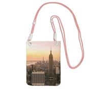 WYCZHY Empire State Building Sac à bandoulière pour téléphone portable avec bandoulière pour téléphone, passeport de marche, portefeuille, rose, Taille unique