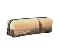 WYCZHY Empire State Building - Trousse en cuir pour étudiants - Grande capacité - Pour l'école - Pour papeterie, doré, Taille unique, Trousse de maquillage