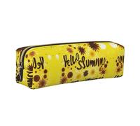 WYCZHY Goodlooking Hello Nice Sunshines Pochette en cuir pour crayons et marqueurs Grande capacité pour l'école, doré, Taille unique, Trousse de maquillage