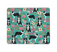 WYCZHY Grand tapis de souris de jeu Border Collie avec impression florale, tapis de souris pour clavier d'ordinateur, tapis de bureau pour salles de jeux, bureaux à domicile