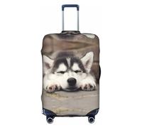 WYCZHY Husky Dog Impression Grande Valise Couverture Élastique avec Fermeture Éclair, Protège Les Bagages Pendant Le Voyage, blanc, S