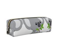 WYCZHY Koala Eat Leaf Printing Pochette à crayons en cuir pour étudiants Grande capacité pour l'école, doré, Taille unique, Trousse de maquillage