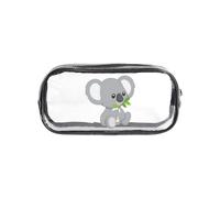 WYCZHY Koala eat Leaf Trousse à crayons transparente imprimée en PVC robuste avec fermeture éclair, organiseur robuste pour marqueurs