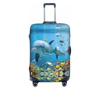WYCZHY Ocean Dolphin Looking at You Printing Grande Valise Cover Elastique Valise Cover with Zipper Protect Luggage during Travel, blanc, L