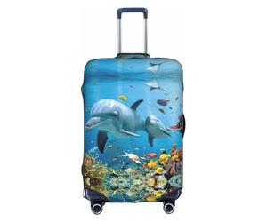 WYCZHY Ocean Dolphin Looking at You Printing Grande Valise Cover Elastique Valise Cover with Zipper Protect Luggage during Travel, blanc, S