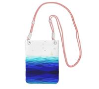 WYCZHY Ocean Waves Sac à bandoulière pour téléphone portable Motif voilier avec bandoulière pour téléphone, passeport de marche, portefeuille, rose, Taille unique