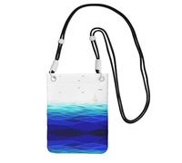 WYCZHY Ocean Waves Sac à bandoulière pour téléphone portable Motif voilier avec bandoulière pour téléphone, passeport de marche, portefeuille, Noir , Taille unique