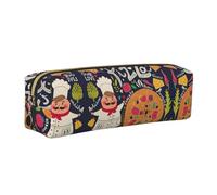 WYCZHY Pochette à crayons en cuir pour étudiants avec impression pizza de chef - Grande capacité - Pour l'école - Outil de papeterie, doré, Taille unique, Trousse de maquillage