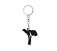 WYCZHY Porte-clés imprimé Karate-Highkick-Icon pour organiseur de clés compact pour porte-clés, porte-clés pour porte-clés de voiture, blanc, taille unique