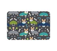 WYCZHY Porter des vêtements Tapis de bain antidérapant Motif chiens Corgi Diatomées 60 x 40 cm Facile à ranger Tapis de bain pour la cuisine