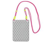 WYCZHY Quatrefoil Sac à bandoulière pour téléphone portable avec bandoulière pour téléphone, passeport de marche, portefeuille Gris, Fuchsia, Taille unique