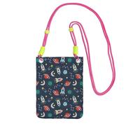 WYCZHY Rocket Clipart Space Ship Printing Travel Cell Phone Pouch Crossbody Bag With Shoulder Strap For Phone Walking Passport Wallet, Fuchsia, Taille unique