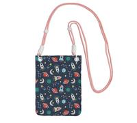 WYCZHY Rocket Clipart Space Ship Printing Travel Cell Phone Pouch Crossbody Bag With Shoulder Strap For Phone Walking Passport Wallet, rose, Taille unique