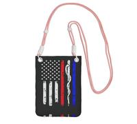 WYCZHY Sac à bandoulière avec bandoulière pour téléphone portable, passeport de marche, portefeuille Motif drapeau des États-Unis Rouge, rose, Taille unique