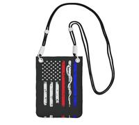 WYCZHY Sac à bandoulière avec bandoulière pour téléphone portable, passeport de marche, portefeuille Motif drapeau des États-Unis Rouge, Noir , Taille unique