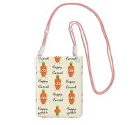 WYCZHY Sac à bandoulière pour téléphone portable avec impression carotte heureuse avec bandoulière pour téléphone, passeport de marche, portefeuille, rose, Taille unique