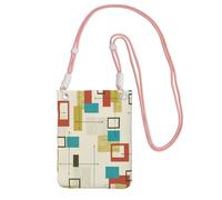 WYCZHY Sac à bandoulière pour téléphone portable avec impression moderne du milieu du siècle avec bandoulière pour téléphone, passeport de marche, portefeuille, rose, Taille unique