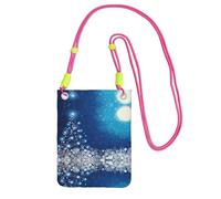 WYCZHY Sac à bandoulière pour téléphone portable avec imprimé flocon de neige de Noël bleu avec bandoulière pour téléphone, passeport de marche, portefeuille, Fuchsia, Taille unique