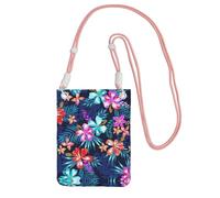 WYCZHY Sac à bandoulière pour téléphone portable imprimé floral bleu avec bandoulière pour téléphone, passeport de marche, portefeuille, rose, Taille unique