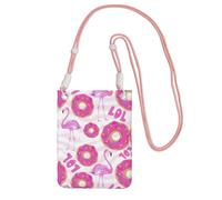 WYCZHY Sac à bandoulière pour téléphone portable, motif flamants roses et donuts avec bandoulière pour téléphone, passeport de marche, portefeuille, rose, Taille unique